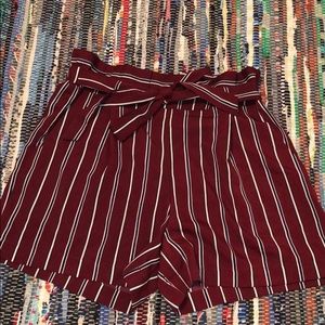 Stripped paper-bag shorts